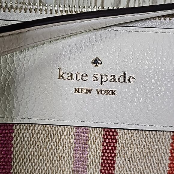 Kate Spade New York Leila Striped Canvas Triple Gusset Crossbody Purse NWT - Picture 2 of 9